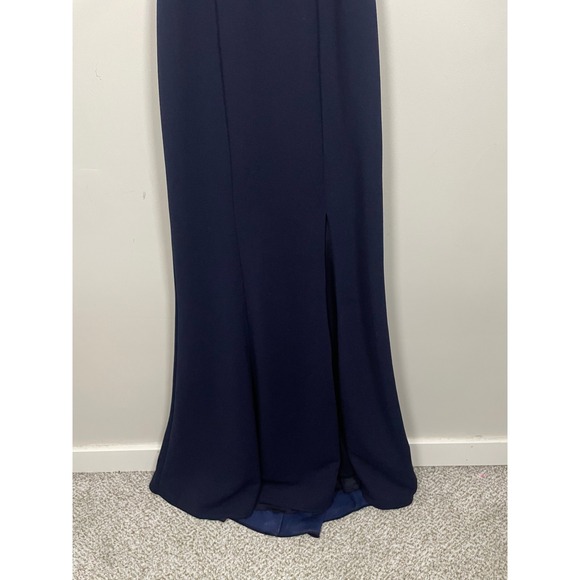 BHLDN Lennox Halter Open Back Side Slit Crepe Gown in Navy Size XXS Formal Prom - Picture 4 of 9